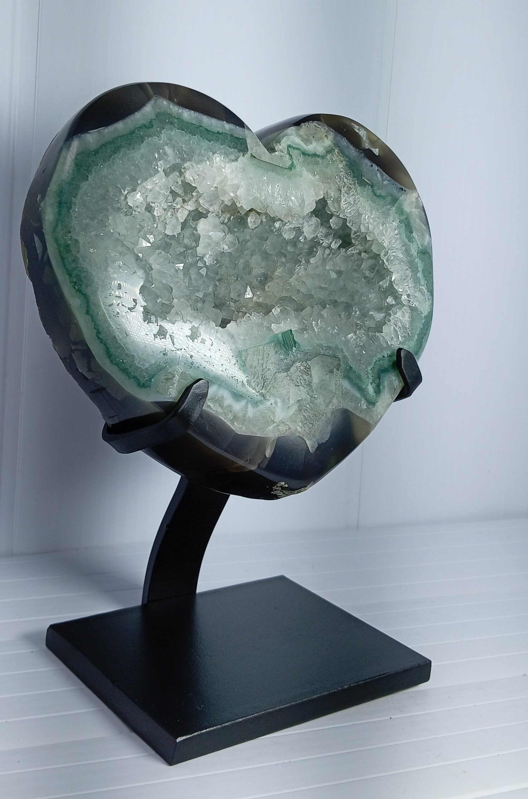 Geoda de Ágata,Cuarzo y Jasper ,Corazón Verde Océano y Cristal. - Imagen 5