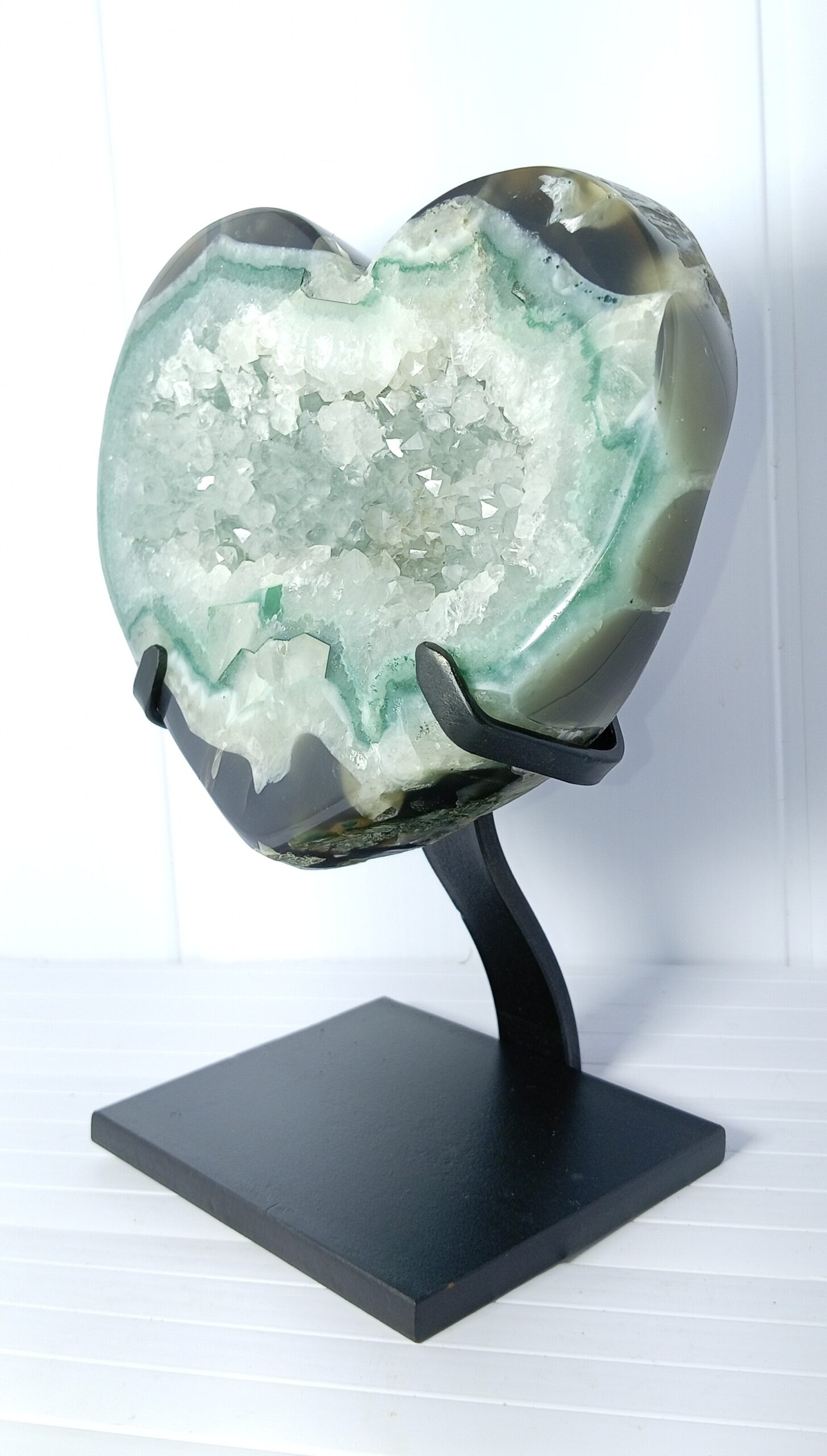 Geoda de Ágata,Cuarzo y Jasper ,Corazón Verde Océano y Cristal. - Imagen 4