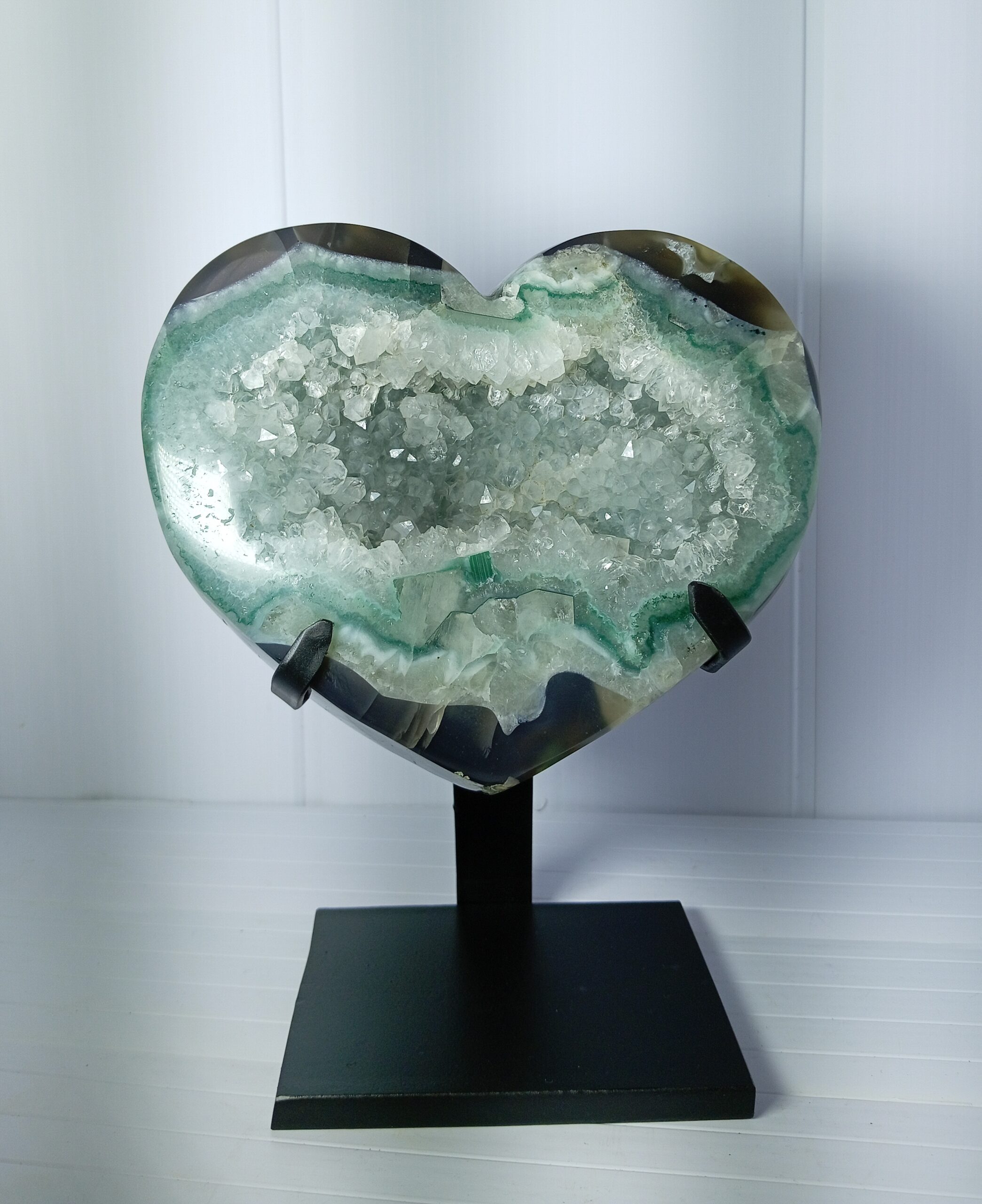 Geoda de Ágata,Cuarzo y Jasper ,Corazón Verde Océano y Cristal. - Imagen 3