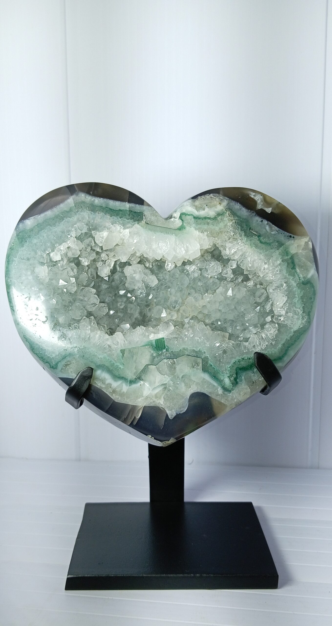 Geoda de Ágata,Cuarzo y Jasper ,Corazón Verde Océano y Cristal. - Imagen 2