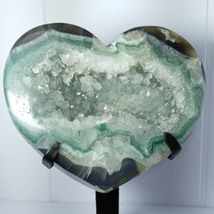 Geoda de Ágata,Cuarzo y Jasper ,Corazón Verde Océano y Cristal.